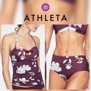 NWT Athleta Aqualuxe Floradora Tankini + Knot High Waist Bottom - L